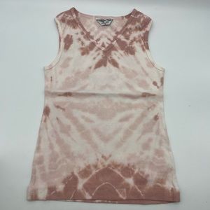Hard Tail Forever Yoga Tie Dye Tank Top Muscle Tee V-Neck Rose Pink
